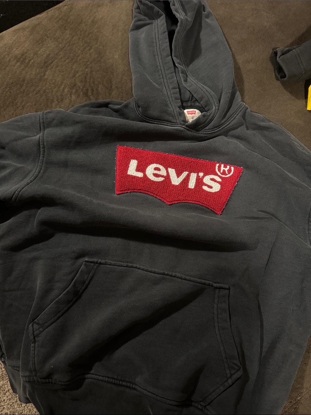 Vintage Levi's Charcoal Hoodie with Red Logo Patch